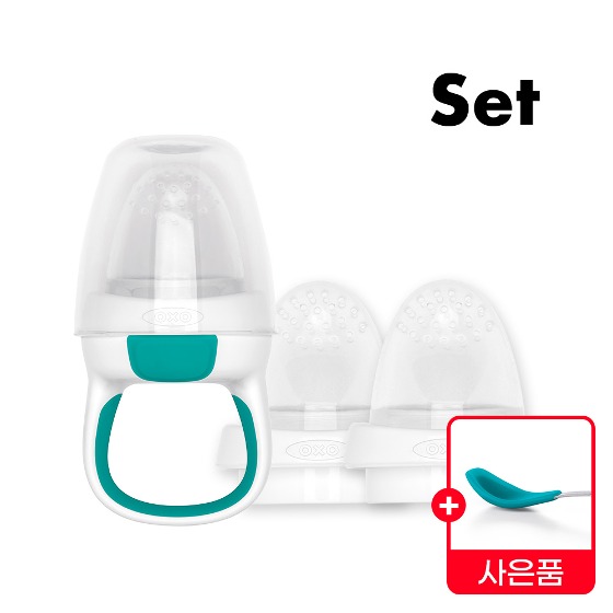 [한국공식] (Set)옥소 토트 유아용 실리콘 과즙망(청록)+리필 2P